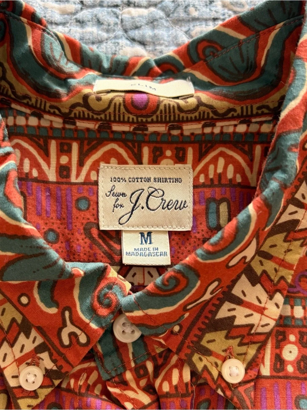 J.Crew Mens Patterned Stripe Button Down Shirt